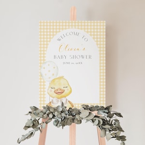 Little Duckling Baby Shower Welcome Sign, Editable Yellow Little Ducks Baby Shower Welcome Sign Template, Duckling Baby Shower Decor BS215