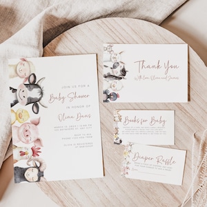 Farm Animals Baby Shower Invitation Bundle, Editable Neutral Barnyard Ranch Farm Animals Barn Baby Shower Invitation Canva Template BS160