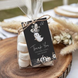 Little Boo Baby Shower Favor Tag, Editable Halloween Baby Shower Thank You Tag Canva Template, Spooky Fall Girl Boy Baby Shower Favors BS227