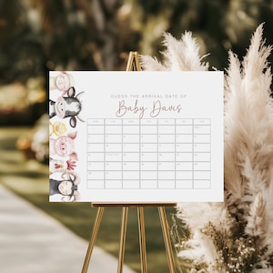 Farm Animals Baby Shower Due Date Calendar, Editable Barnyard Guess The Due Date Baby Shower Calendar, Farm Animals Baby Shower Game BS160
