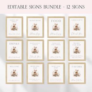 Storybook Baby Shower Table Sign Bundle, A New Chapter Begins Storybook Baby Shower Decor, Girl Baby Shower Book Theme Table Signs Set BS54