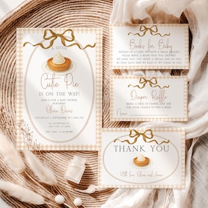 Cutie Pie Baby Shower Invite Bundle, Editable A Little Cutie Pie Baby Shower Invitation Template, Gender Neutral Pumpkin Pie Invite BS13