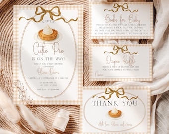 Cutie Pie Baby Shower Invite Bundle, Editable A Little Cutie Pie Baby Shower Invitation Template, Gender Neutral Pumpkin Pie Invite BS13
