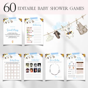 Baby Q Baby Shower Games Bundle, Editable Boy Baby-Q Baby Shower Games, Barbeque Baby Shower Games, BBQ Couples Baby Shower Bingo Games BS84