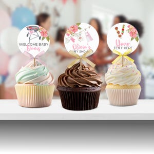 Baby Q Baby Shower Cupcake Toppers, Editable Couples Baby Barbeque Baby Shower Cupcake Toppers, Picnic BBQ Baby Shower Party Decoration BS89