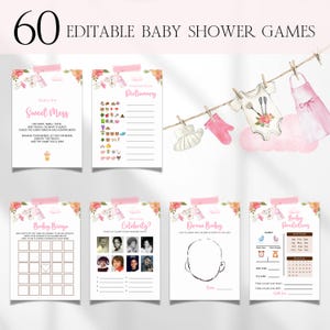 Baby Q Baby Shower Games Bundle, Editable Girl Baby-Q Baby Shower Games, Barbeque Baby Shower Games, BBQ Couple Baby Shower Bingo Games BS89