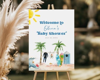 Baby on Board Baby Shower Welcome Sign, Printable Template for Gender Neutral Decor, Instant Download Design BS158