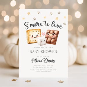 S&#39;more to Love Baby Shower Invitation, Gender Neutral Adding Smore Love Baby Shower Invite, Fall S&#39;more Camping Baby Shower Invitation BS79