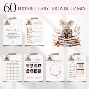 Storybook Baby Shower Games Bundle, Gender Neutral Book Themed Baby Shower Activity Games, Printable Storybook Baby Shower Bingo Games BS53