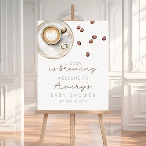 Lot de plaques de bienvenue pour baby shower en grains de café, signe de bienvenue pour baby shower moderne sur le thème du café BS58