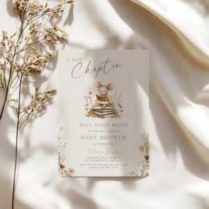 A New Chapter Will Soon Begin Baby Shower Invitation, Storybook Girl Baby Shower Invite, Vintage Book Theme Library Shower Invitation BS54