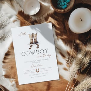 A Little Cowboy Baby Shower Invite, Editable Cowboy Boots Western Baby Shower Invite Template, Wild West Country Baby Shower Invite BS188
