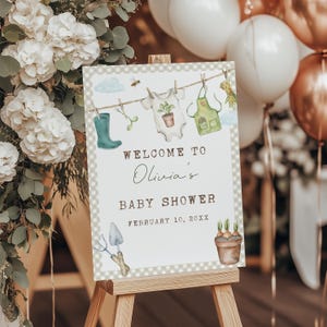 Lokal gewachsenes Babyparty-Willkommensschild, bearbeitbares Lokal gewachsenes Landgarten-Babyparty-Willkommensschild Canva-Vorlage, Bauernmarkt BS34