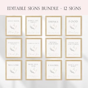 A Little Piece of Heaven Baby Shower Table Signs Bundle, Dreamy Heavenly Baby Shower Sign Set, Welcome Momosa Cards And Gifts Signs BS64