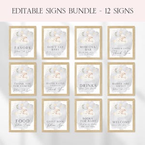 Little Lamb Baby Shower Table Signs Bundle, Editable Sweet Little Lamb Baby Shower Table Signs Set, Gender Neutral Sheep Favor Signs BS1
