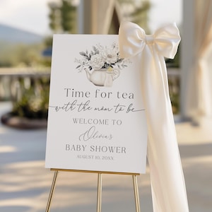 Panneau de bienvenue Tea Party Baby Shower, Floral Tea Party Baby Shower imprimable signe de bienvenue, sexe neutre Tea Party Baby Shower Decor BS73