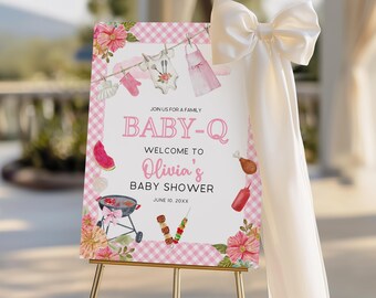 BBQ Girl Baby Shower Welcome Sign, Adorable Event Signage, Ideal for Backyard Parties BS89