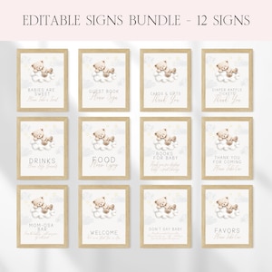 We&#39;re On Cloud 9 Baby Shower Table Signs Bundle, Editable Cloud Nine Baby Shower Table Signs Template, Modern Cloud Nine Baby Shower BS65