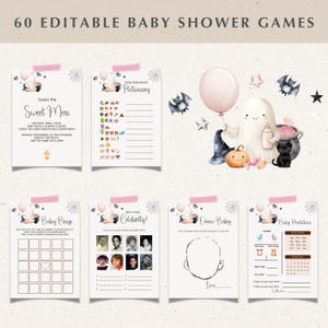 Halloween Baby Shower Games Bundle, Halloween Spooky Ghost Baby Shower Bingo, A Little Boo Ghost Baby Shower Printable Activity Games BS29