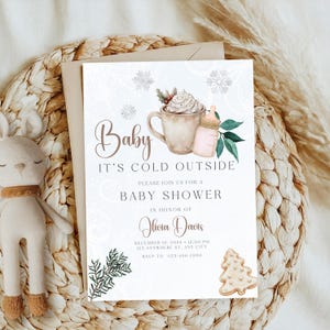 Baby Es ist kalt draußen Babypartyeinladung, druckbares Baby Es ist kalt Winter Wunderland Schneeflocke Mädchen-Babypartyeinladung einladen BS36