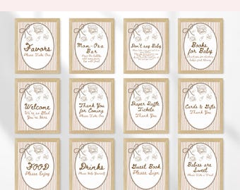 Cafe Bebe Baby Shower Table Signs Bundle, Customizable Digital Download, Coffee Theme Decor for Your Celebration BS250
