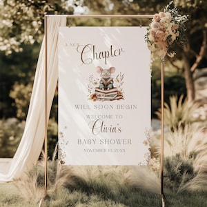 Storybook Baby Shower Welcome Sign, A New Chapter Storybook Book Baby Shower Welcome Sign, Gender Neutral Book Themed Baby Shower Decor BS53