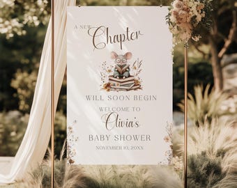 Storybook Baby Shower Welcome Sign, A New Chapter Storybook Book Baby Shower Welcome Sign, Gender Neutral Book Themed Baby Shower Decor BS53