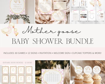 Muttergans Baby Shower Bundle, Mädchen Party Spiele, druckbare Aktivitäten, lustige Dekorationen für Babyparty BS135