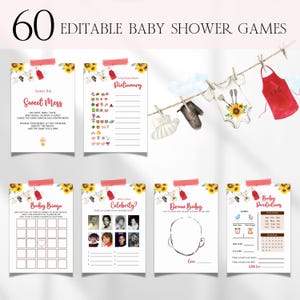 Baby Q Baby Shower Games Bundle, Editable Baby-Q Baby Shower Games, Barbeque Baby Shower Games, BBQ Couple Baby Shower Bingo Games BS205
