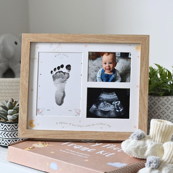 Baby Handprint & Footprint Photo Frame Kit – Newborn Gift Keepsake – Baby Shower Gift for New Parents