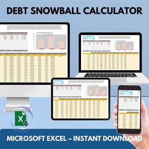 Hoja de cálculo de Excel de bola de nieve de deuda, Rastreador de deudas Rastreador de regalos de Navidad Pago de bola de nieve de Excel Rastreador de pagos de deuda Tabla de pagos Planificador de deuda