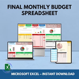 Ultimate Monthly Budget Spreadsheet, Excel Budget Planner, Financial Planner, Budget Tracker, Finance Tracker Spreadsheet,  Finance Planner.
