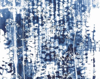 Abstract Bedstraw Cyanotype Print