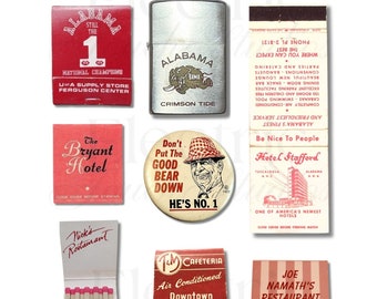 Plakat Alabama Crimson Tide Vintage Matchbook | Plakat Tuscaloosa Vintage | POBIERANIE CYFROWE