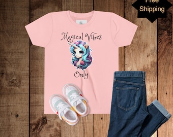 Magical Vibes Only Cute Funny Graphic T-shirt for Kids