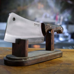 Handmade Cleaver Knife - Classic Style Universal Cleaver - Stainless Steel, Walnut Wood, Leather Sheath - Personalized Gift - Kitchen Knife