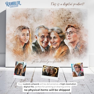 Aangepaste aquarelkunst van meerdere foto's, gepersonaliseerd digitaal kunstwerk, uniek cadeau-idee, foto's combineren tot één prachtig ontwerp