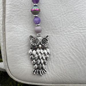 Beaded Bag Art with Vintage Metal Owl