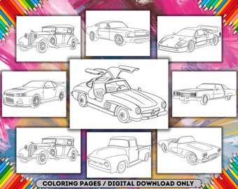 Classic Cars Coloring | Coloring Pages for Kids & Adults | Hotwheel Coloring | Printable sports car coloring kid | Car coloring sheet