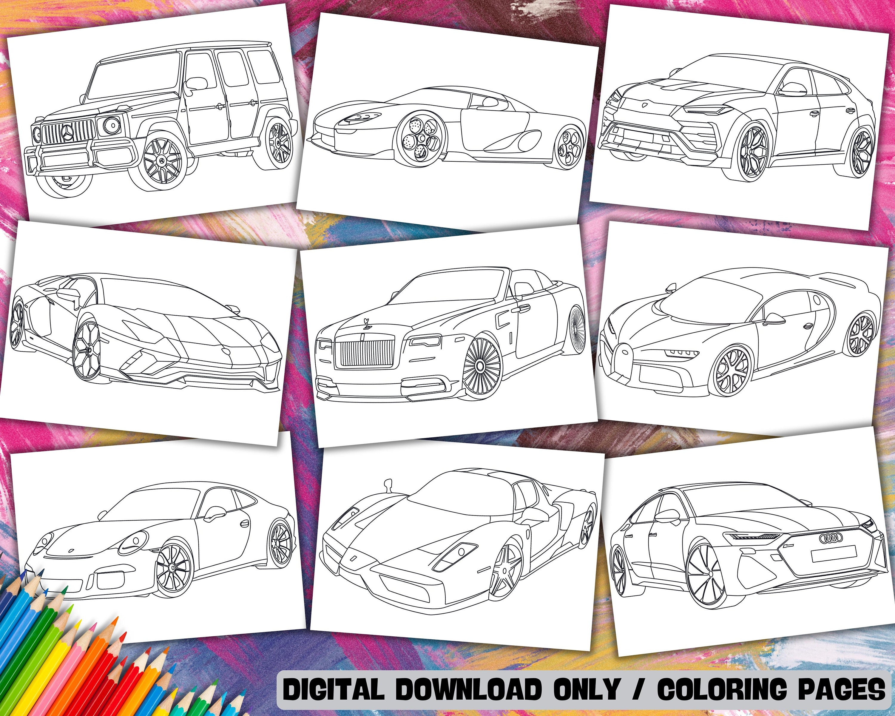 Coloring Pages Car Printable Pages Coloring Book for Adult - Etsy