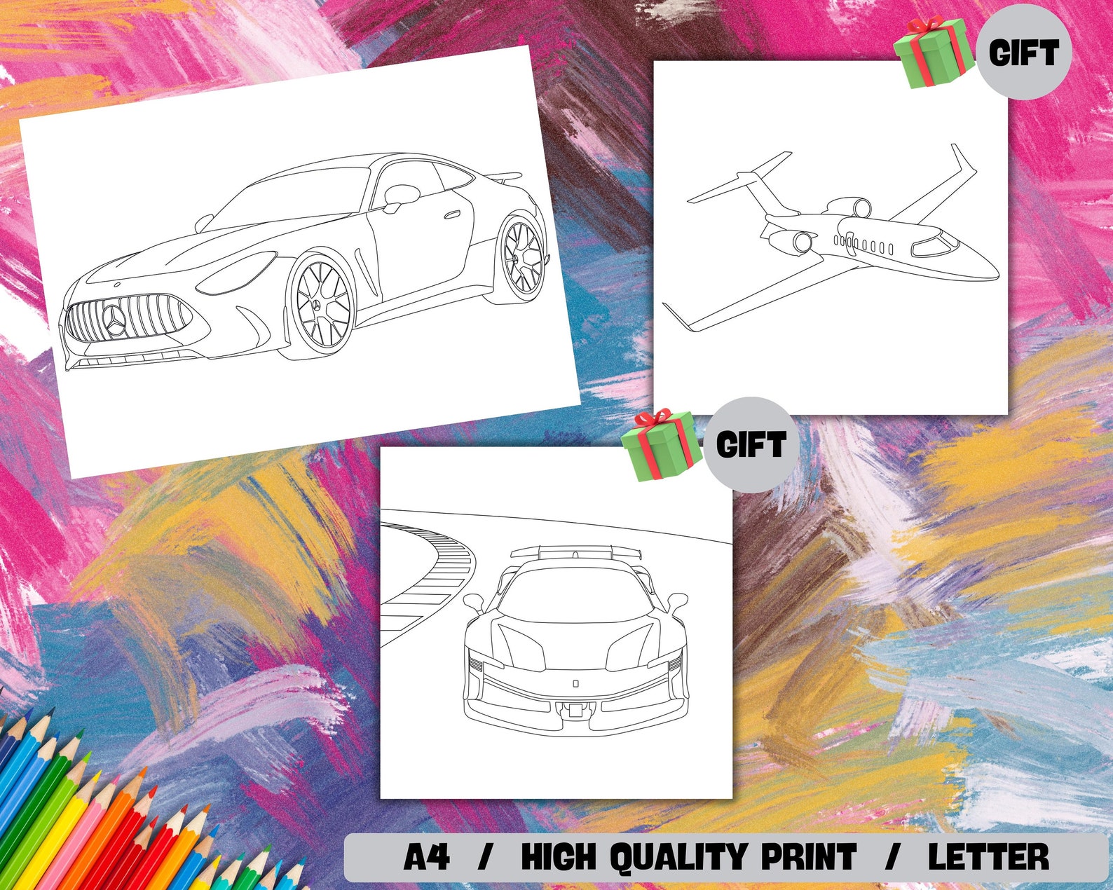 Coloring Pages Car Printable Pages Coloring Book for Adult - Etsy