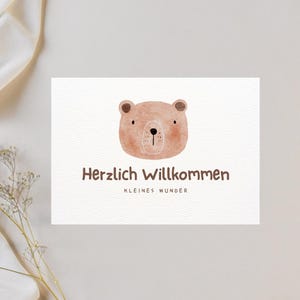 Carte de naissance "Ours" Bienvenue / carte pliante A6 / carte postale A6