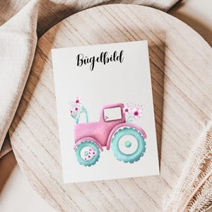 Iron-on image of a tractor with flowers | Pink tractor to iron on | for your school cone, pillow, bodysuit, T-shirt and much more.