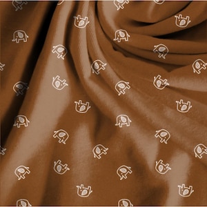 Cotton Jersey | Elephant | Brown-Cream | Children&#39;s Fabric | Baby Fabric