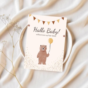 Carte de naissance "Ours" / naissance / carte pliante A6 / carte postale A6