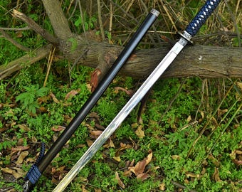 Custom Handmade High Carbon Steel Katana Sword  Walnut Wood Handle & Scabbard, Gift for Christmas