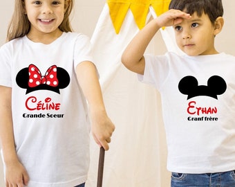 T-shirt personnalisé mickey mini grand frère grande soeur