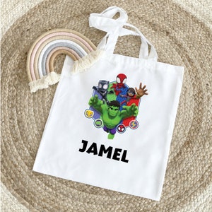 Tote bag super hero cartoon personnalisable