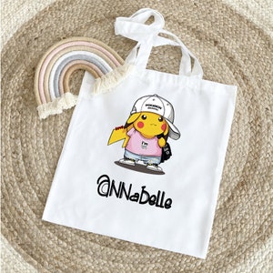 Tote bag pickachu rose personnalisable