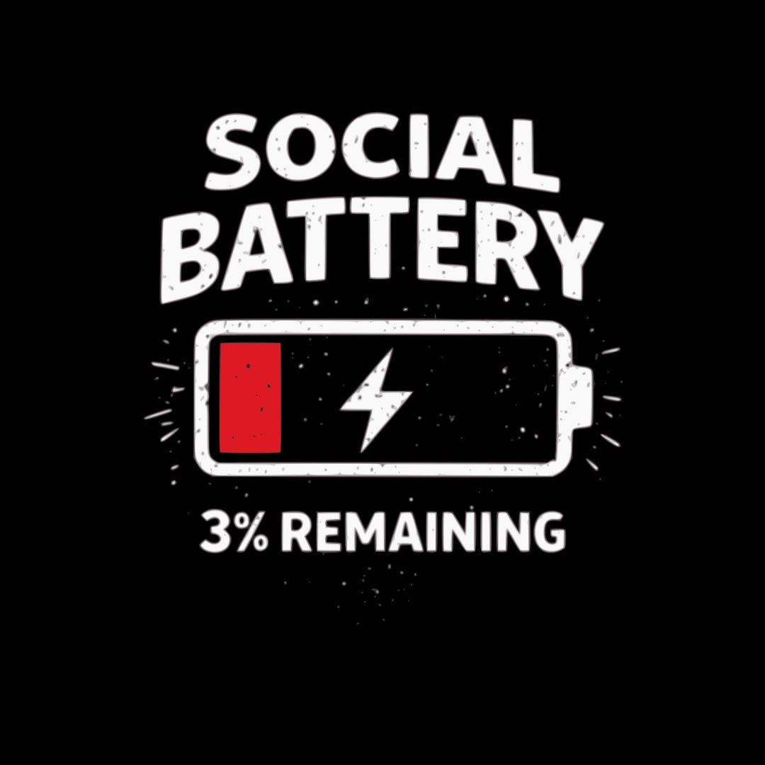 Social Battery 3% Remaining SVG | Introvert Humor Design (instant ...